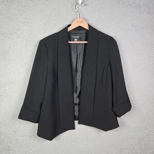 Black Label by Evan Picone Black Blazer Size 14 Career Open Front